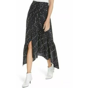 3.1 PHILLIP LIM Womens 6 Asymmetrical Midi‎ Skirt Ruffle Hem Polka Dot Print